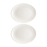 Bonna China Moove 9.75" x 7.5" x h:1" Oval Warm White Porcelain Platter (Set of 2)